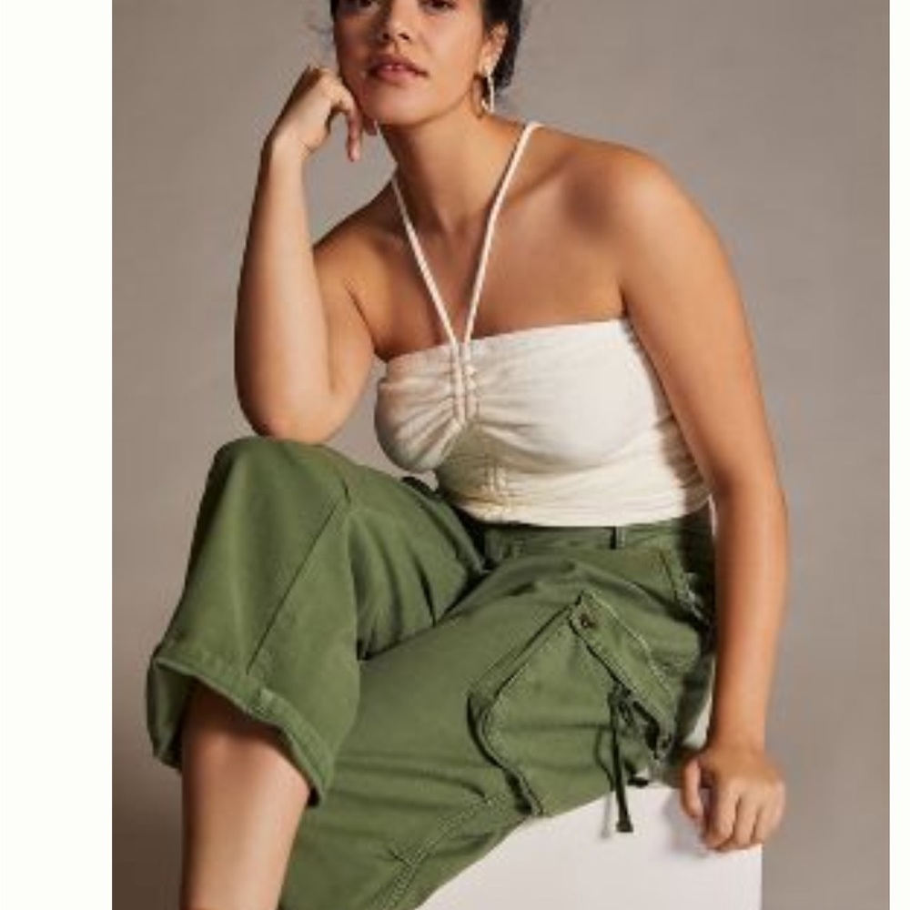 Anthropologie Halter Cream Top